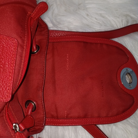 Coach Small Leather Backpack - Red - Picture 6 of 13
